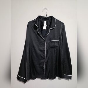 Stars Above Black Satin Pajama Top